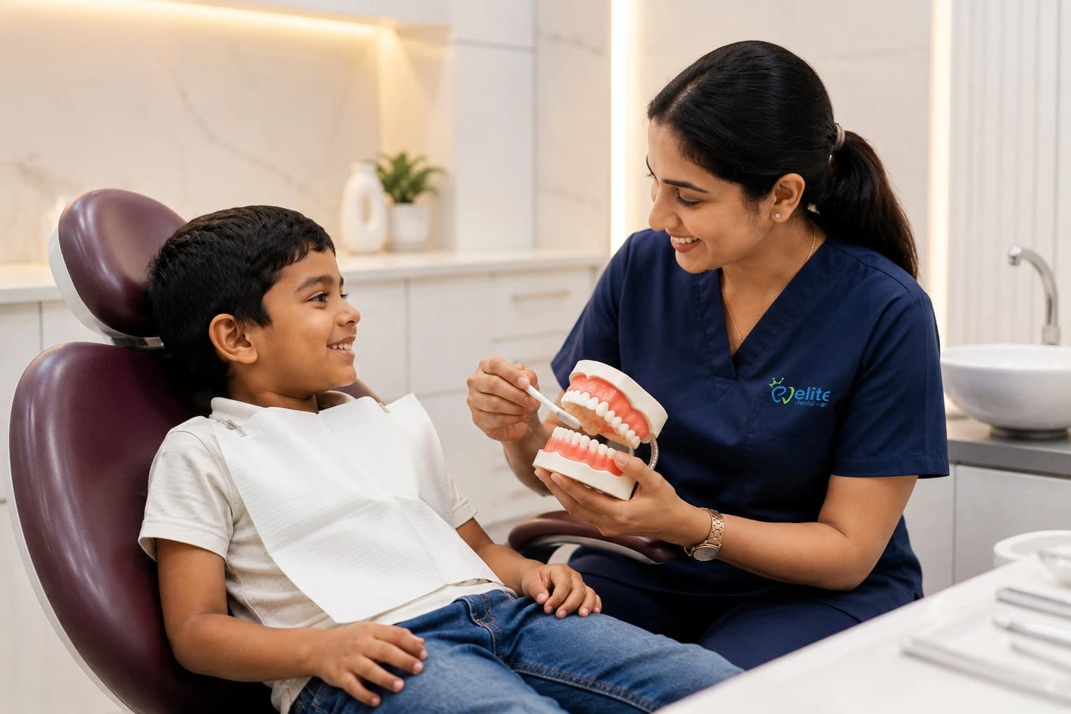 dentist explaining dental anatomy